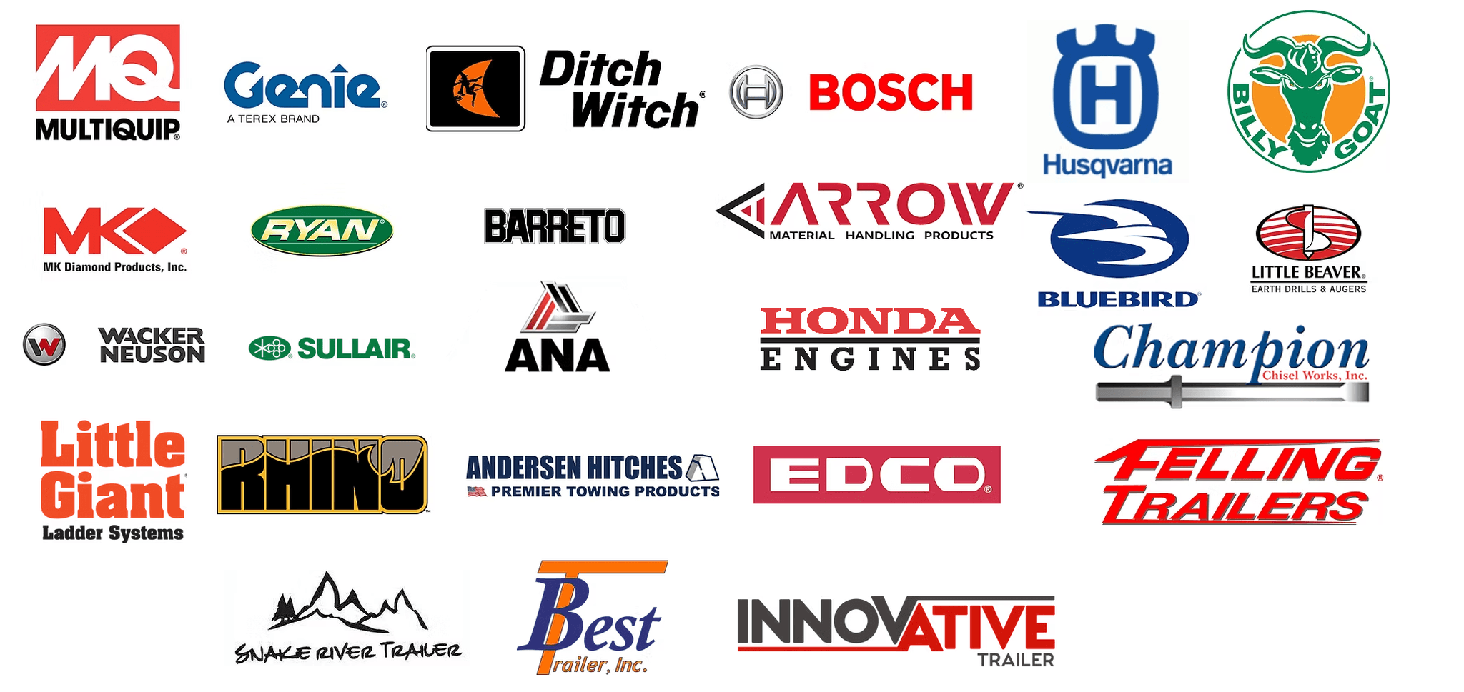 Partner Brands: Authorized dealer for premium equipment brands